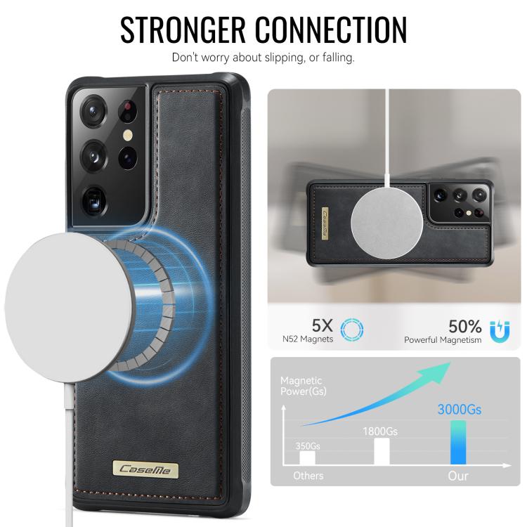 For Samsung Galaxy S21 Ultra 5G CaseMe C69 Series Magnetic Vegan Leather Back Phone Case