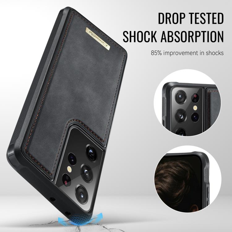 For Samsung Galaxy S21 Ultra 5G CaseMe C69 Series Magnetic Vegan Leather Back Phone Case