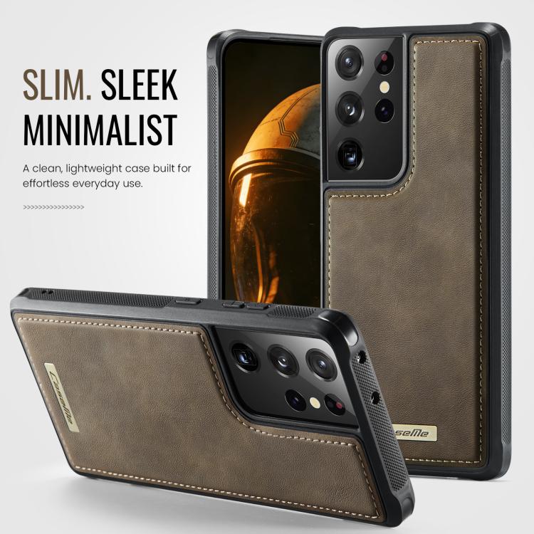 For Samsung Galaxy S21 Ultra 5G CaseMe C69 Series Magnetic Vegan Leather Back Phone Case