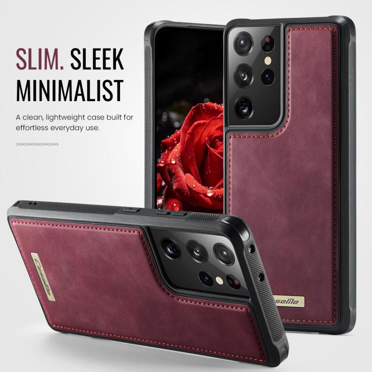 For Samsung Galaxy S21 Ultra 5G CaseMe C69 Series Magnetic Vegan Leather Back Phone Case