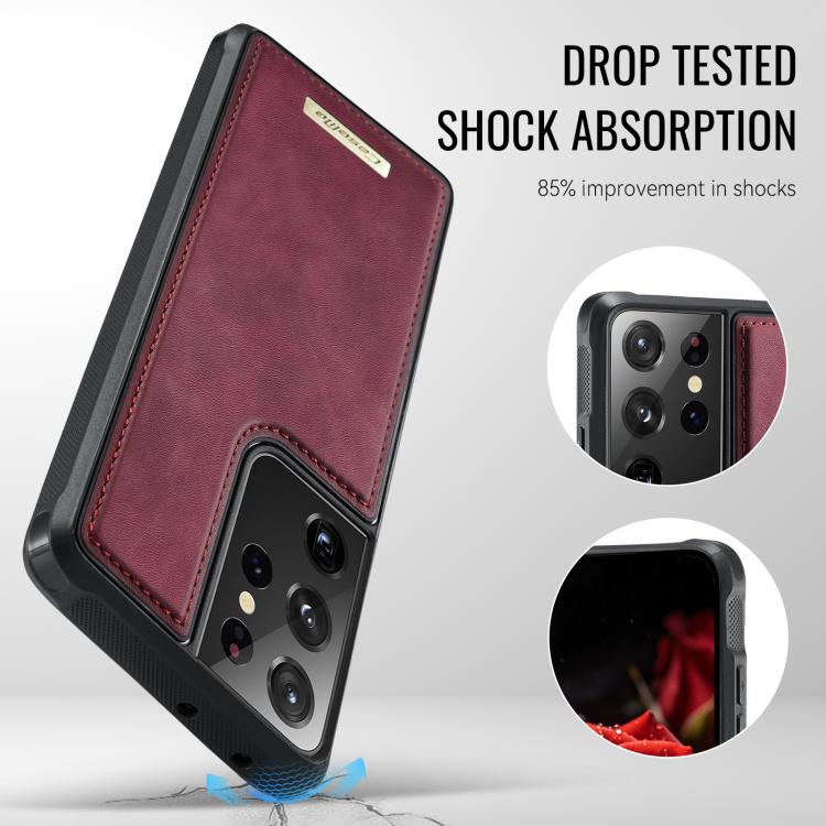 For Samsung Galaxy S21 Ultra 5G CaseMe C69 Series Magnetic Vegan Leather Back Phone Case