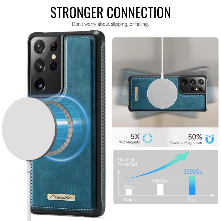 For Samsung Galaxy S21 Ultra 5G CaseMe C69 Series Magnetic Vegan Leather Back Phone Case