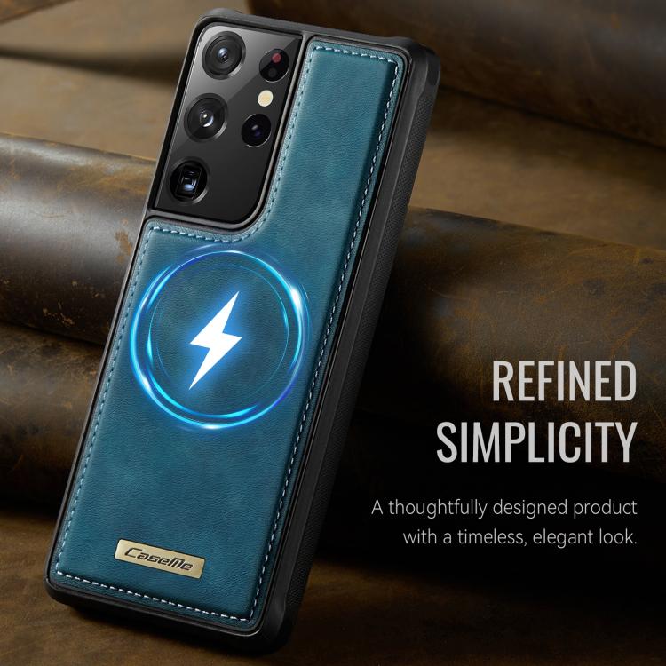 For Samsung Galaxy S21 Ultra 5G CaseMe C69 Series Magnetic Vegan Leather Back Phone Case
