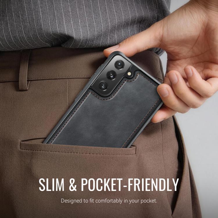 For Samsung Galaxy S22 5G CaseMe C69 Series Magnetic Vegan Leather Back Phone Case