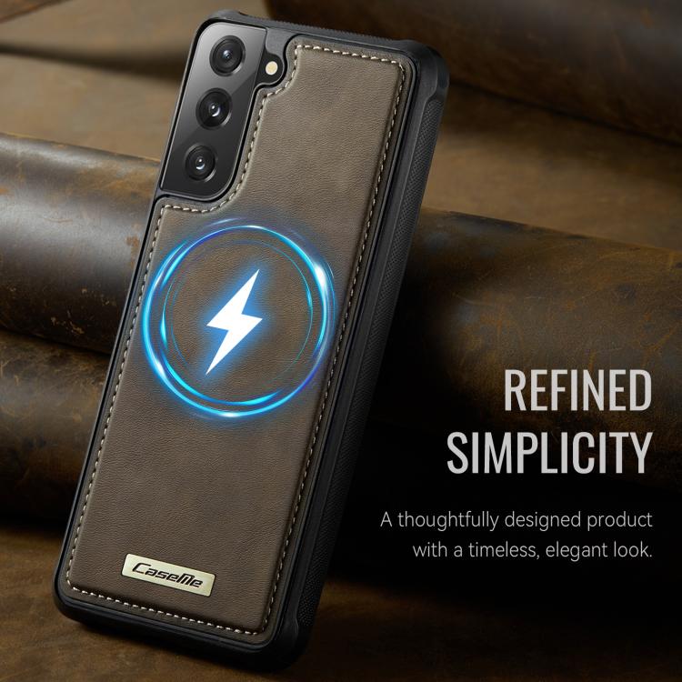 For Samsung Galaxy S22 5G CaseMe C69 Series Magnetic Vegan Leather Back Phone Case