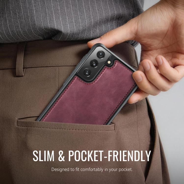For Samsung Galaxy S22 5G CaseMe C69 Series Magnetic Vegan Leather Back Phone Case
