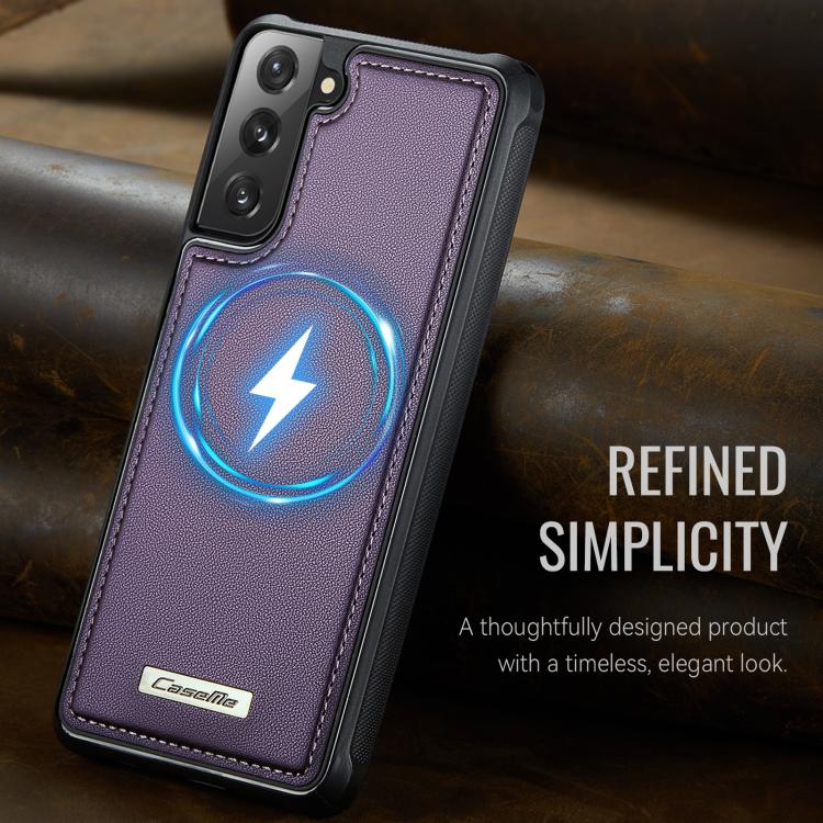 For Samsung Galaxy S22 5G CaseMe C69 Series Magnetic Vegan Leather Back Phone Case