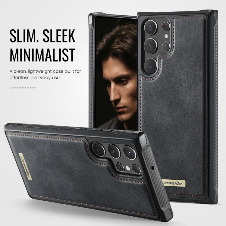 For Samsung Galaxy S22 Ultra 5G CaseMe C69 Series Magnetic Vegan Leather Back Phone Case