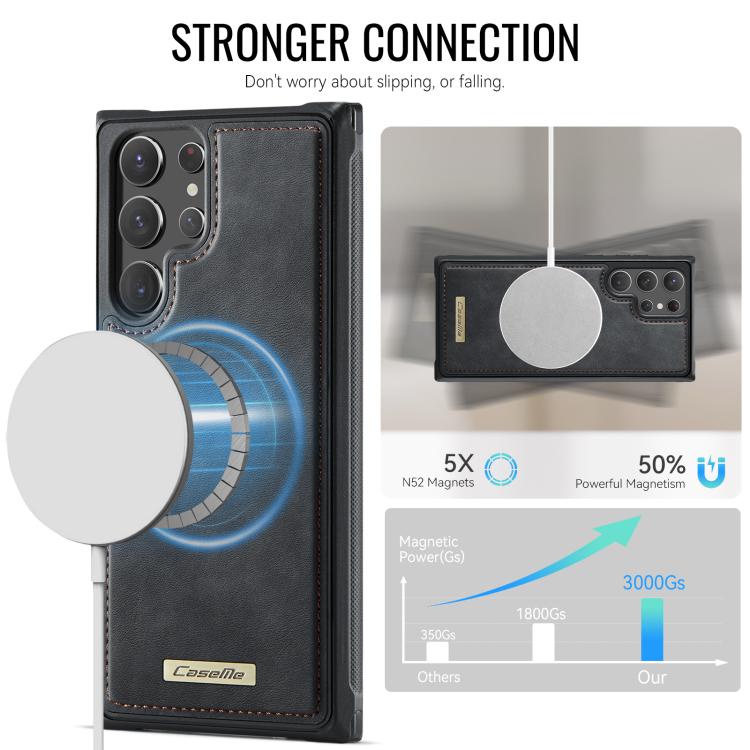 For Samsung Galaxy S22 Ultra 5G CaseMe C69 Series Magnetic Vegan Leather Back Phone Case
