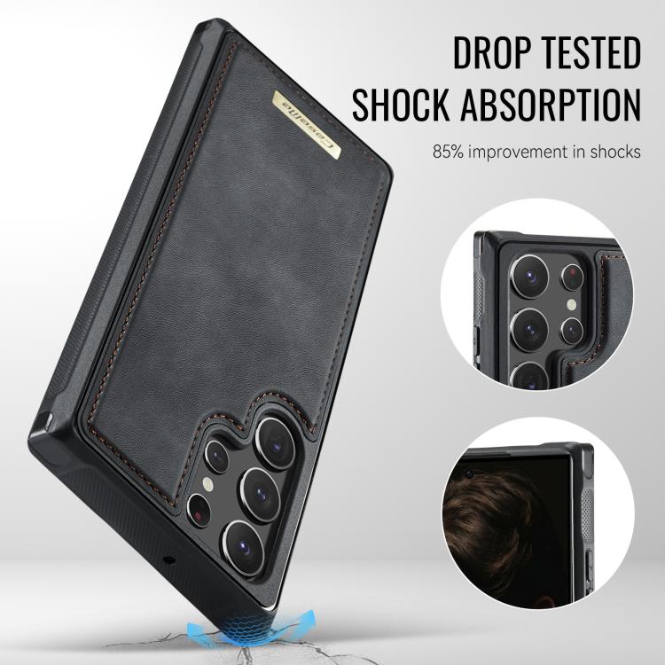 For Samsung Galaxy S22 Ultra 5G CaseMe C69 Series Magnetic Vegan Leather Back Phone Case