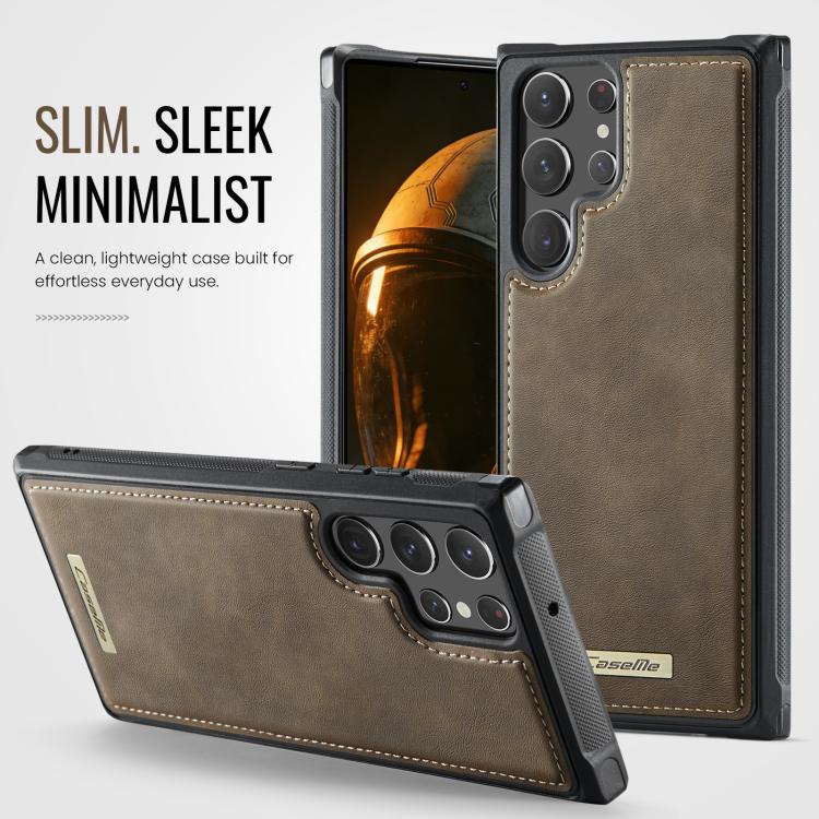 For Samsung Galaxy S22 Ultra 5G CaseMe C69 Series Magnetic Vegan Leather Back Phone Case