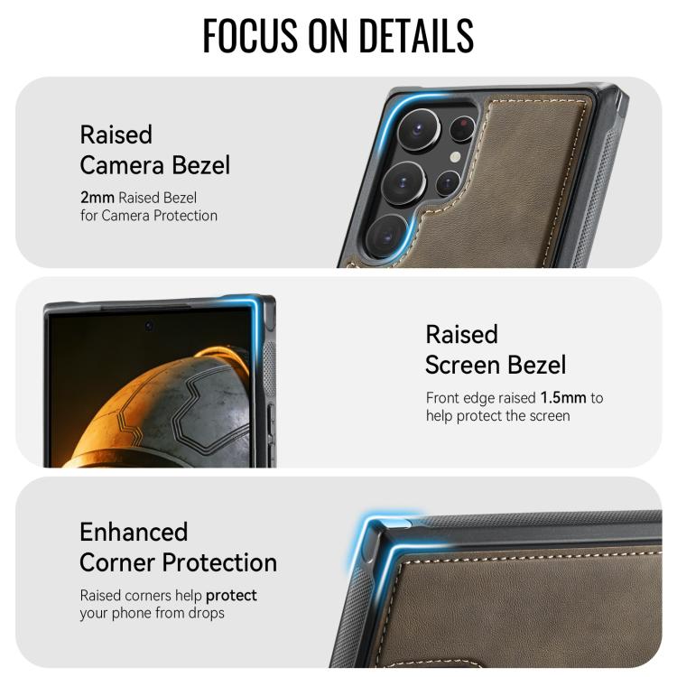 For Samsung Galaxy S22 Ultra 5G CaseMe C69 Series Magnetic Vegan Leather Back Phone Case