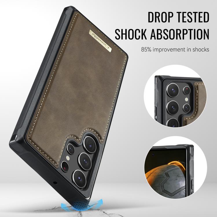 For Samsung Galaxy S22 Ultra 5G CaseMe C69 Series Magnetic Vegan Leather Back Phone Case