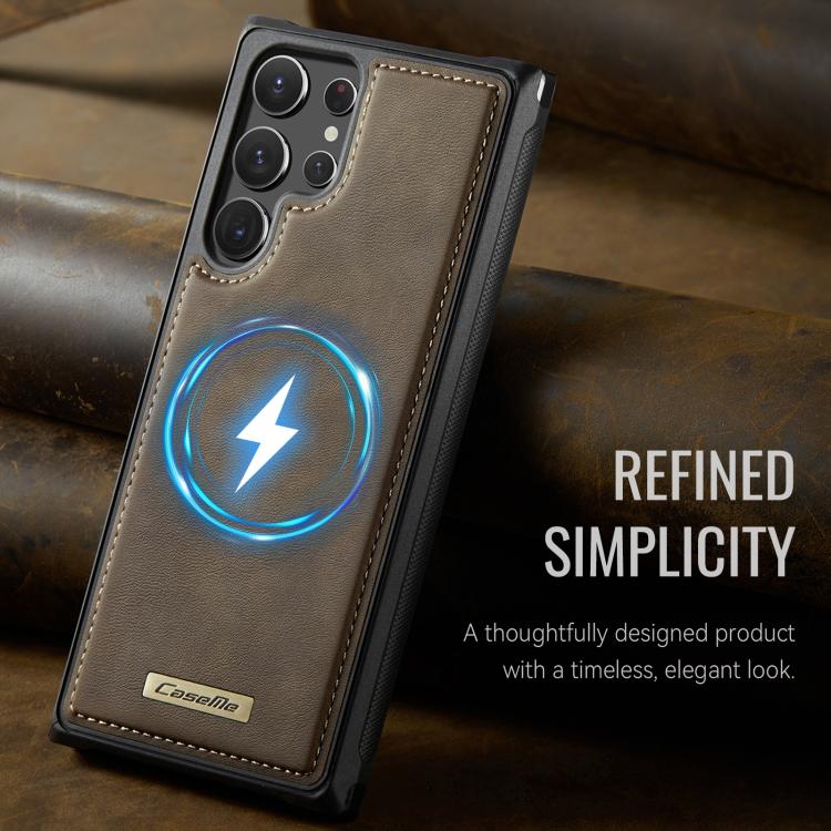 For Samsung Galaxy S22 Ultra 5G CaseMe C69 Series Magnetic Vegan Leather Back Phone Case