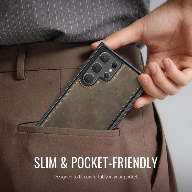For Samsung Galaxy S22 Ultra 5G CaseMe C69 Series Magnetic Vegan Leather Back Phone Case