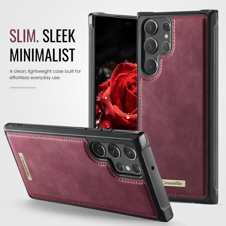 For Samsung Galaxy S22 Ultra 5G CaseMe C69 Series Magnetic Vegan Leather Back Phone Case