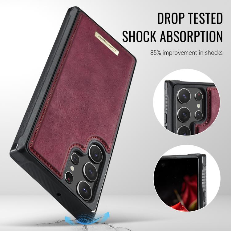 For Samsung Galaxy S22 Ultra 5G CaseMe C69 Series Magnetic Vegan Leather Back Phone Case