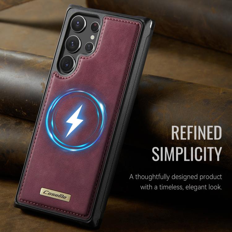 For Samsung Galaxy S22 Ultra 5G CaseMe C69 Series Magnetic Vegan Leather Back Phone Case