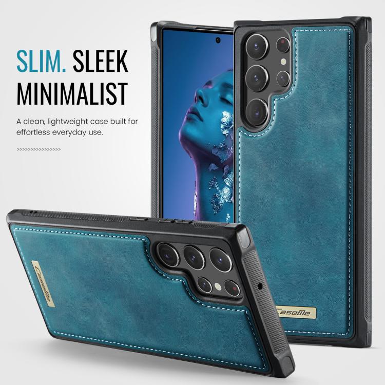 For Samsung Galaxy S22 Ultra 5G CaseMe C69 Series Magnetic Vegan Leather Back Phone Case