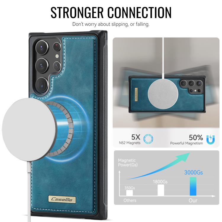 For Samsung Galaxy S22 Ultra 5G CaseMe C69 Series Magnetic Vegan Leather Back Phone Case