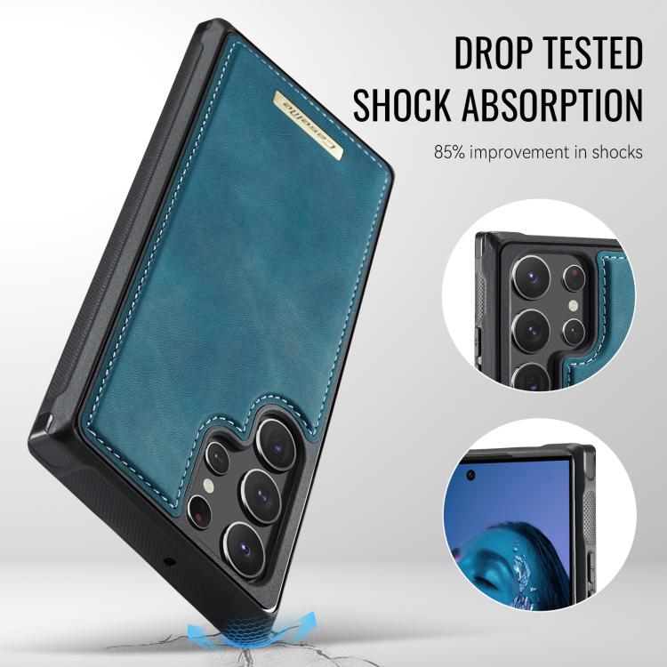 For Samsung Galaxy S22 Ultra 5G CaseMe C69 Series Magnetic Vegan Leather Back Phone Case