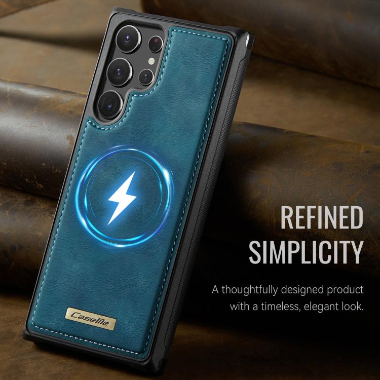 For Samsung Galaxy S22 Ultra 5G CaseMe C69 Series Magnetic Vegan Leather Back Phone Case