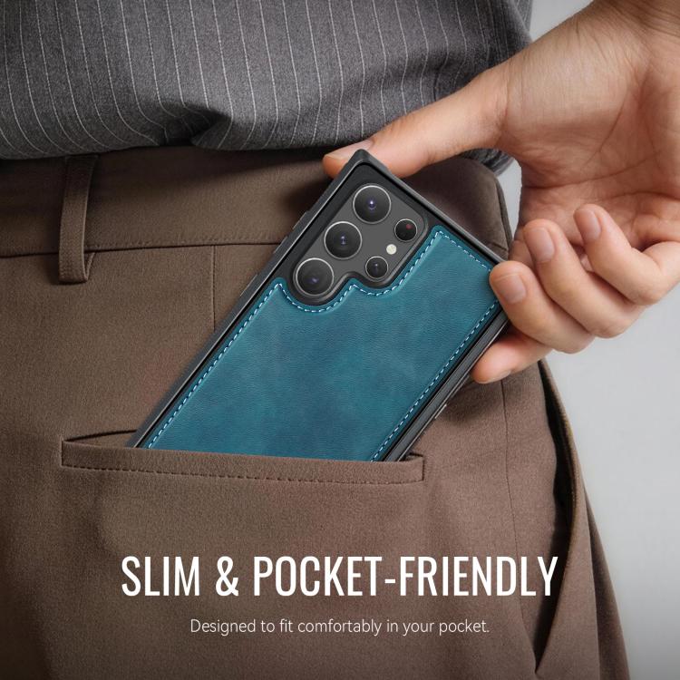 For Samsung Galaxy S22 Ultra 5G CaseMe C69 Series Magnetic Vegan Leather Back Phone Case