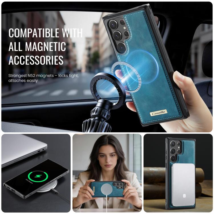 For Samsung Galaxy S22 Ultra 5G CaseMe C69 Series Magnetic Vegan Leather Back Phone Case