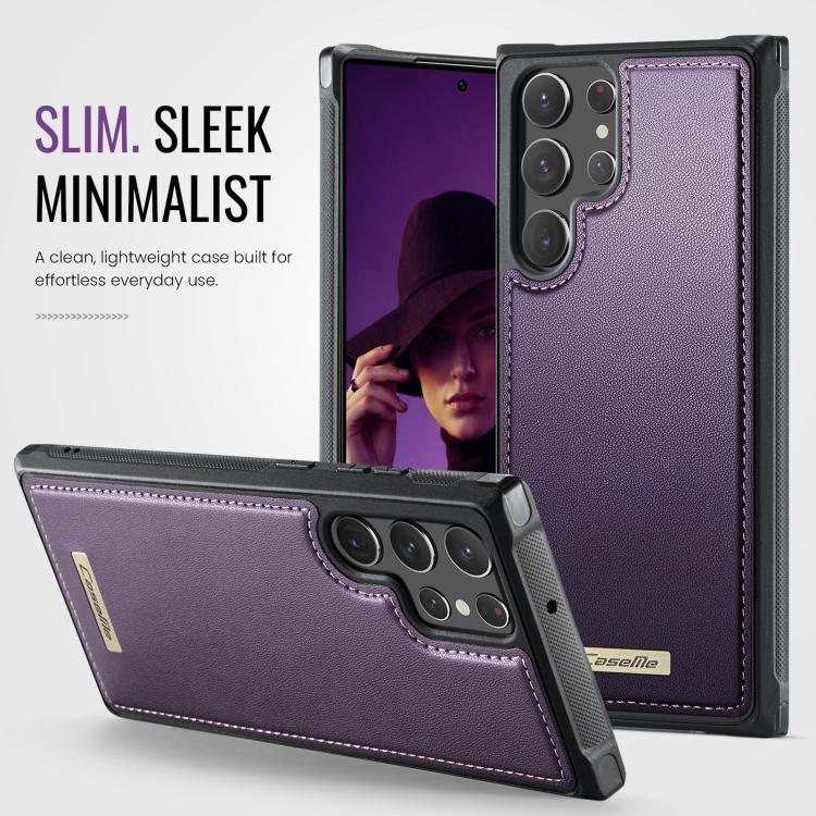 For Samsung Galaxy S22 Ultra 5G CaseMe C69 Series Magnetic Vegan Leather Back Phone Case