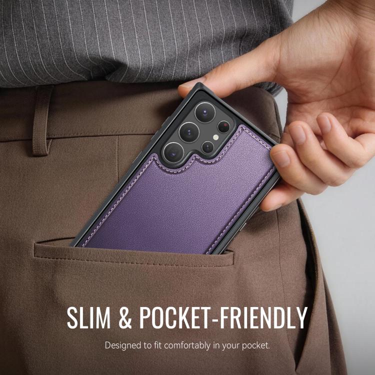 For Samsung Galaxy S22 Ultra 5G CaseMe C69 Series Magnetic Vegan Leather Back Phone Case
