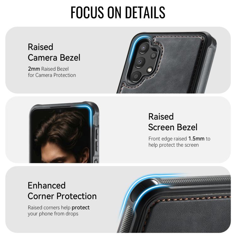 For Samsung Galaxy A13 / A04s CaseMe C69 Series Magnetic Vegan Leather Back Phone Case
