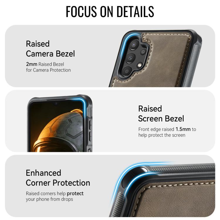 For Samsung Galaxy A13 / A04s CaseMe C69 Series Magnetic Vegan Leather Back Phone Case