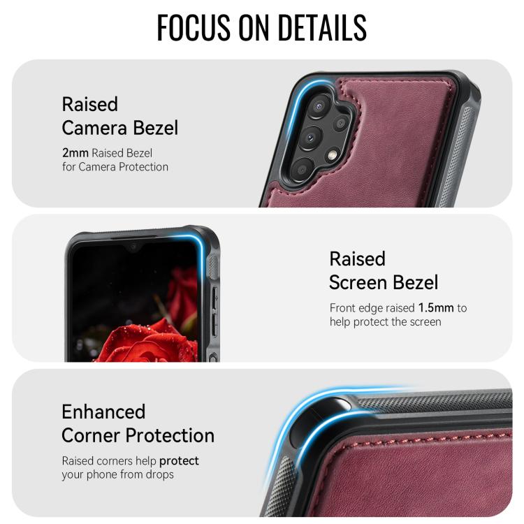 For Samsung Galaxy A13 / A04s CaseMe C69 Series Magnetic Vegan Leather Back Phone Case