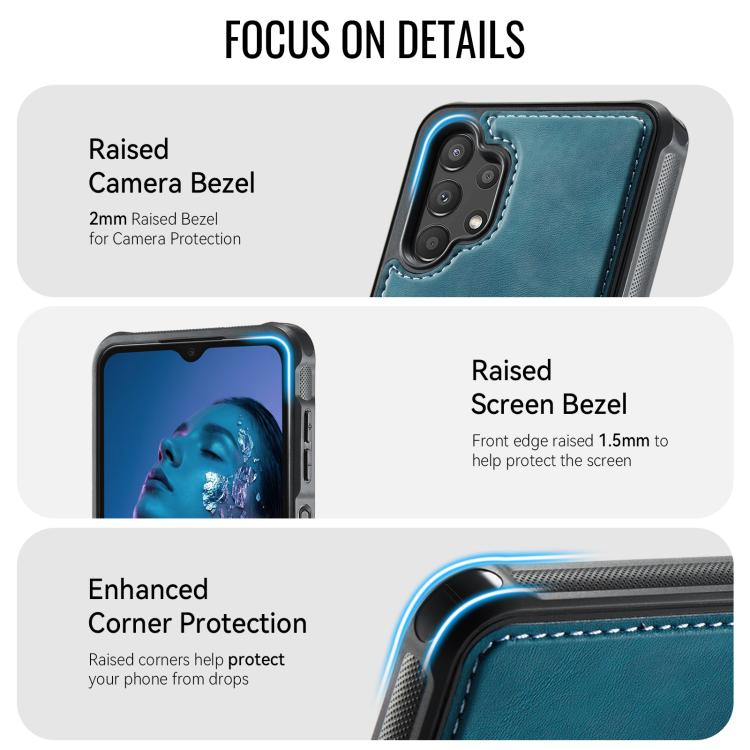 For Samsung Galaxy A13 / A04s CaseMe C69 Series Magnetic Vegan Leather Back Phone Case