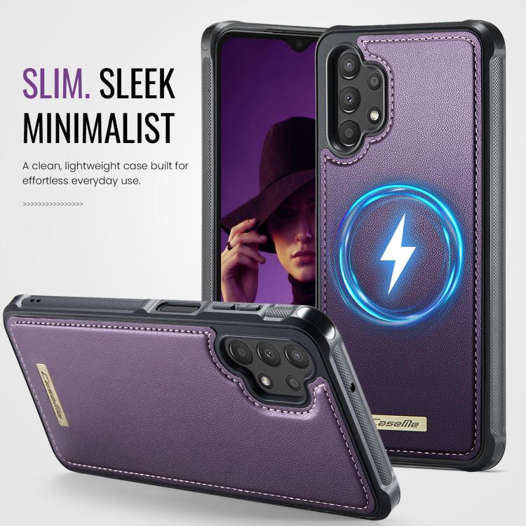 For Samsung Galaxy A13 / A04s CaseMe C69 Series Magnetic Vegan Leather Back Phone Case