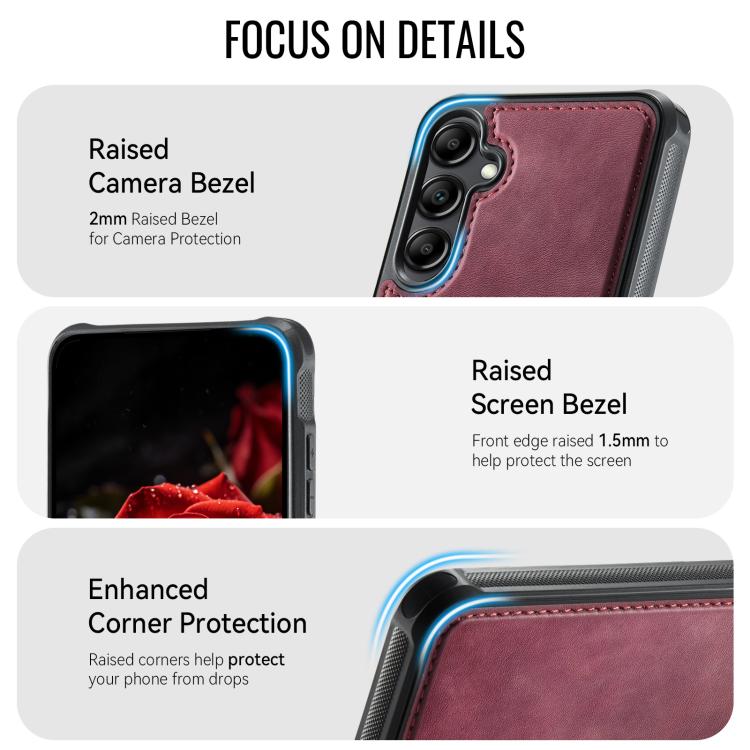 For Samsung Galaxy A14 / M44 5G CaseMe C69 Series Magnetic Vegan Leather Back Phone Case