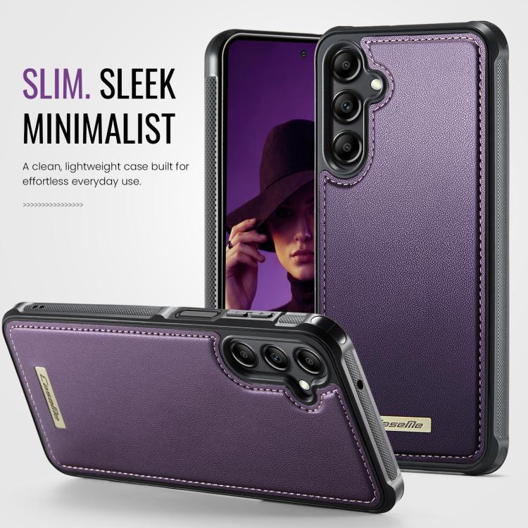 For Samsung Galaxy A14 / M44 5G CaseMe C69 Series Magnetic Vegan Leather Back Phone Case