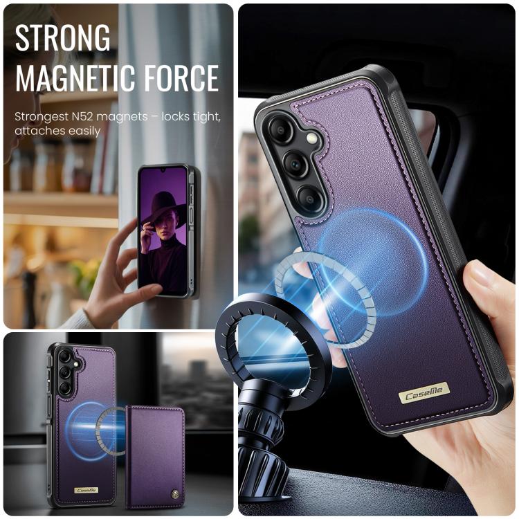 For Samsung Galaxy A14 / M44 5G CaseMe C69 Series Magnetic Vegan Leather Back Phone Case