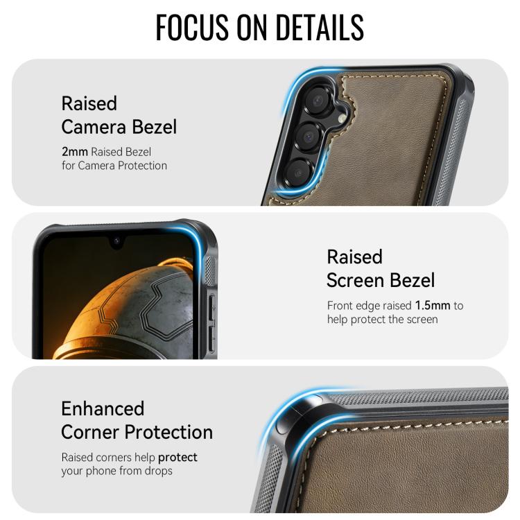 For Samsung Galaxy A15 4G / 5G CaseMe C69 Series Magnetic Vegan Leather Back Phone Case