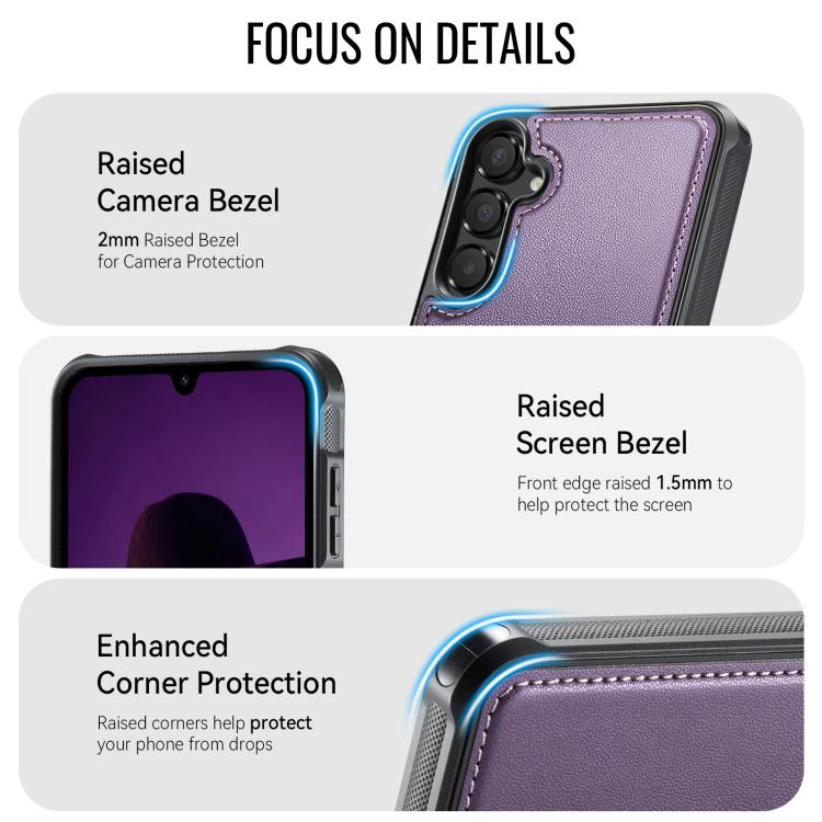 For Samsung Galaxy A15 4G / 5G CaseMe C69 Series Magnetic Vegan Leather Back Phone Case