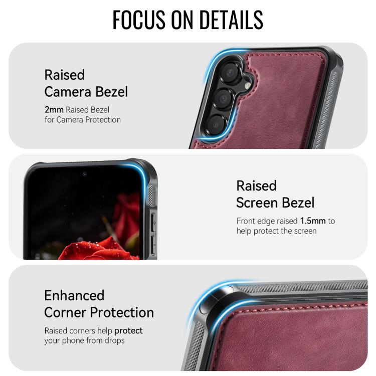 For Samsung Galaxy A17 CaseMe C69 Series Magnetic Vegan Leather Back Phone Case