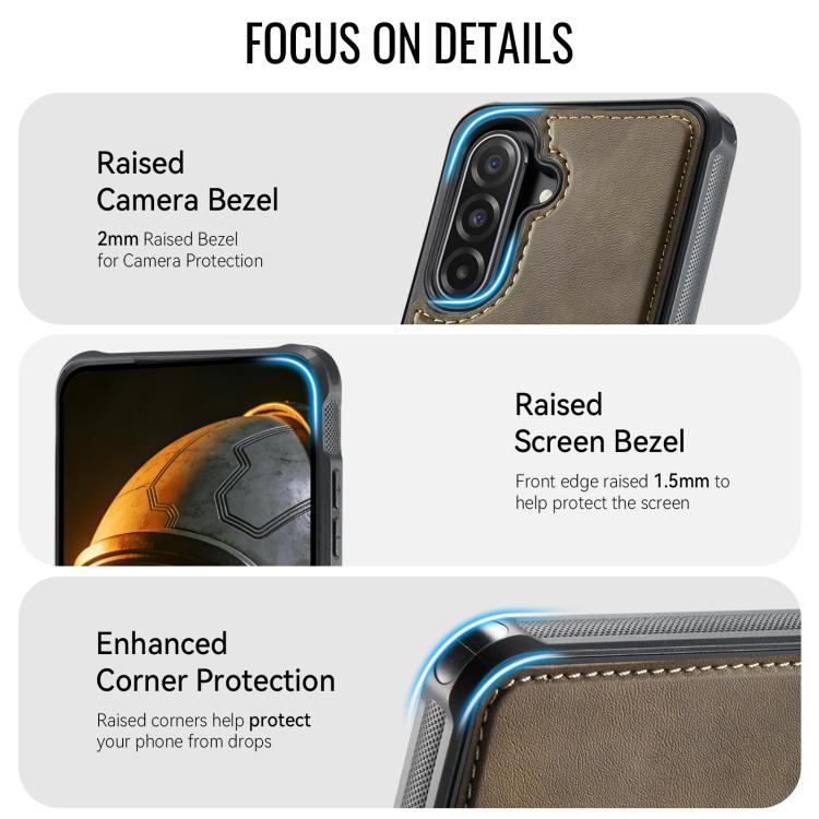 For Samsung Galaxy A56 5G CaseMe C69 Series Magnetic Vegan Leather Back Phone Case