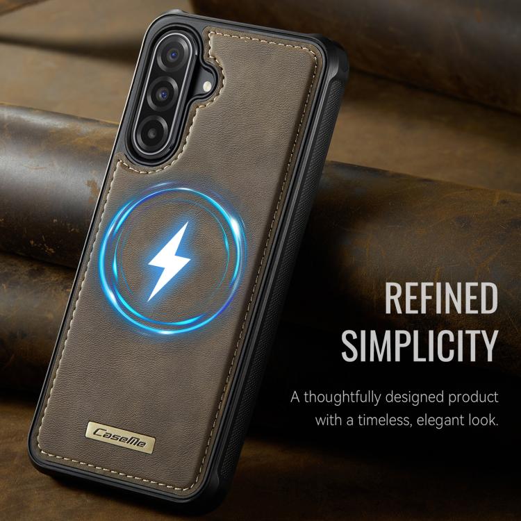 For Samsung Galaxy A56 5G CaseMe C69 Series Magnetic Vegan Leather Back Phone Case