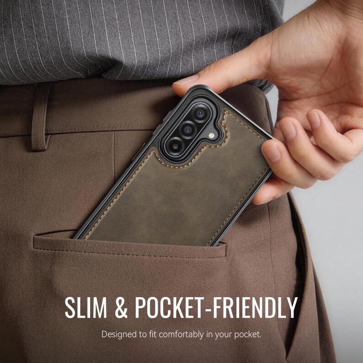For Samsung Galaxy A56 5G CaseMe C69 Series Magnetic Vegan Leather Back Phone Case