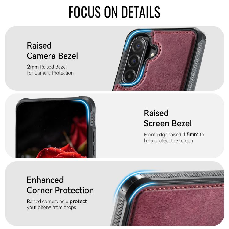 For Samsung Galaxy A56 5G CaseMe C69 Series Magnetic Vegan Leather Back Phone Case