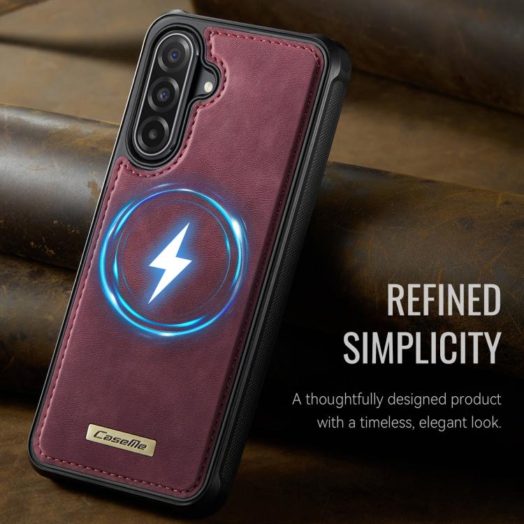For Samsung Galaxy A56 5G CaseMe C69 Series Magnetic Vegan Leather Back Phone Case