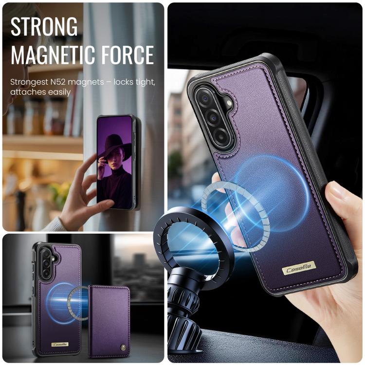 For Samsung Galaxy A56 5G CaseMe C69 Series Magnetic Vegan Leather Back Phone Case