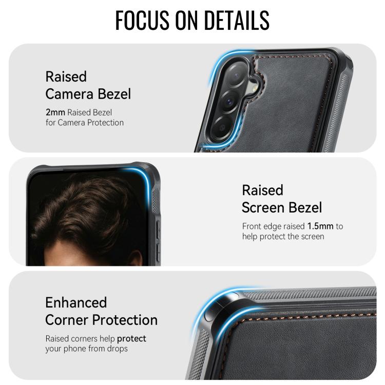 For Samsung Galaxy A57 5G CaseMe C69 Series Magnetic Vegan Leather Back Phone Case