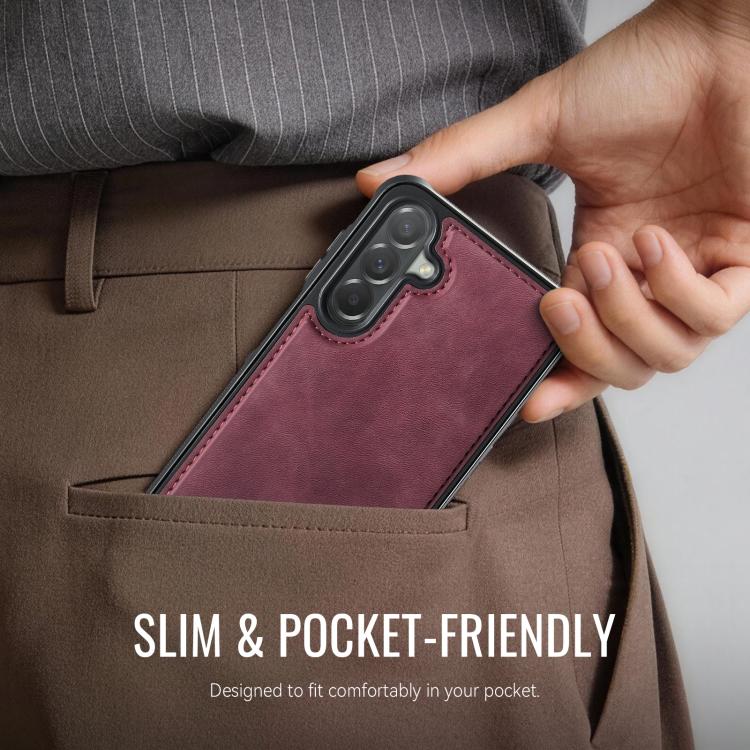 For Samsung Galaxy A57 5G CaseMe C69 Series Magnetic Vegan Leather Back Phone Case