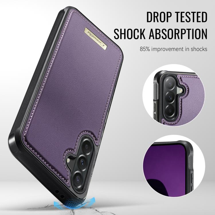 For Samsung Galaxy A57 5G CaseMe C69 Series Magnetic Vegan Leather Back Phone Case
